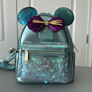 Disney Cruise Line Exclusive Ariel Mermaid Sequin Loungefly Mini Backpack